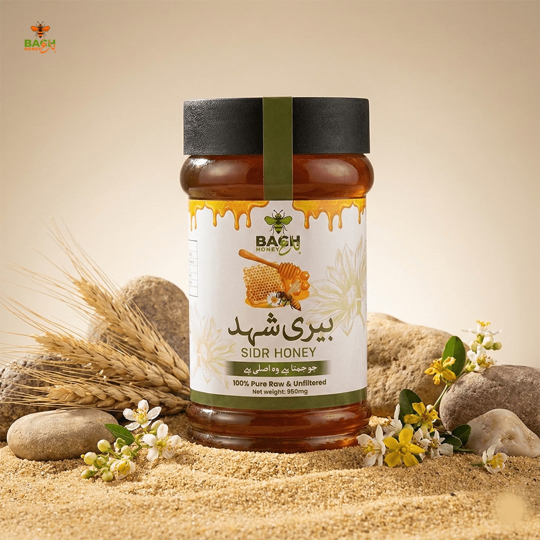 Bagh Honey HBRI lab-tested pure Sidr honey jar for delivery in Islamabad